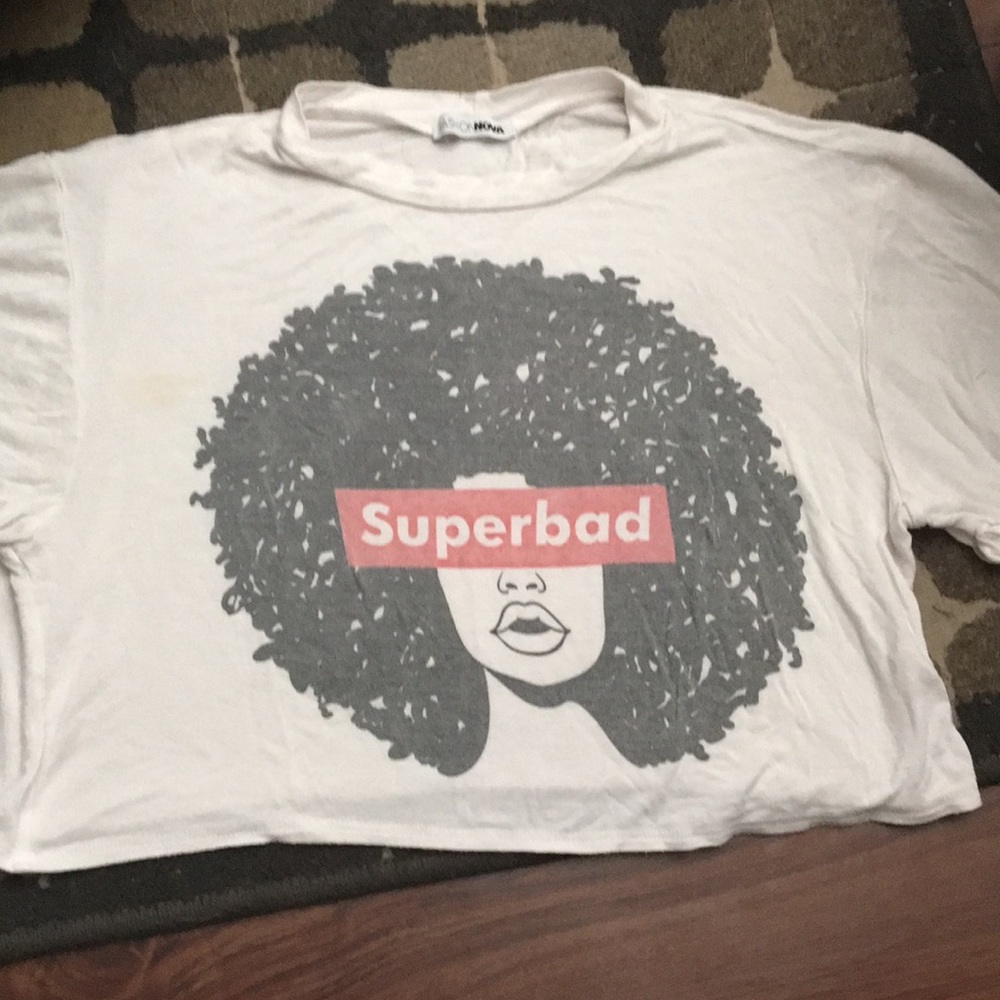 Cropped “super bad” tee